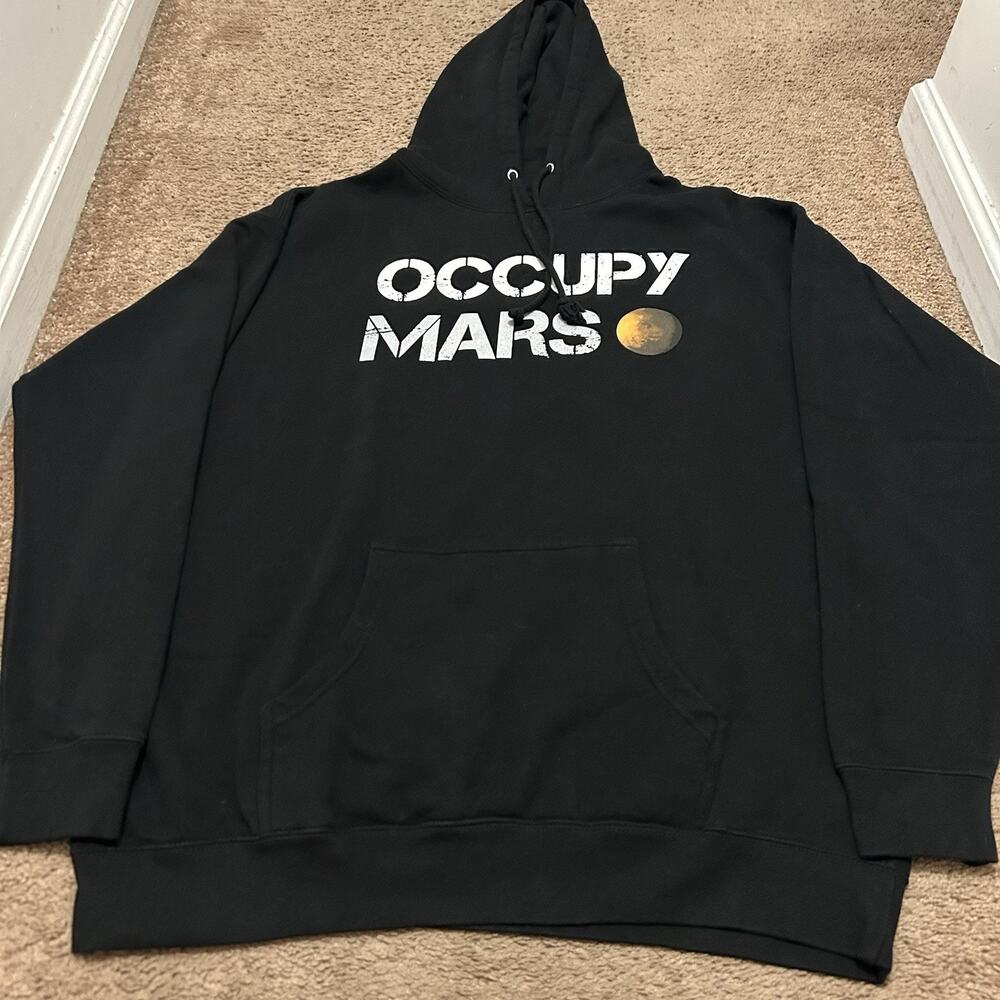 SpaceX Official Hoodie Occupy Mars Mens Size XXL Black Hooded Sweatshirt Musk